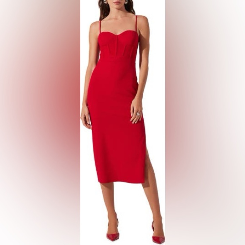 ASTR The Label Contrast Mesh Bustier Midi Dress (NORDSTROM RACK BRAND NEW)